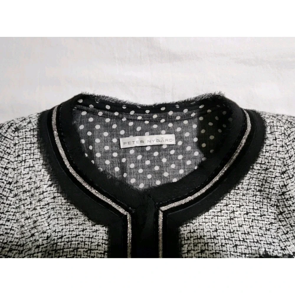 PETER NYGARD Women's Lined Coat Knit Black White Pockets‎ Size S